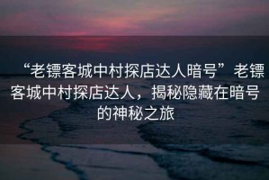 “老鏢客城中村探店達(dá)人暗號(hào)”老鏢客城中村探店達(dá)人，揭秘隱藏在暗號(hào)的神秘之旅