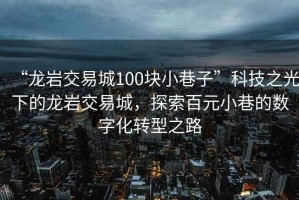 “龍巖交易城100塊小巷子”科技之光下的龍巖交易城，探索百元小巷的數(shù)字化轉(zhuǎn)型之路