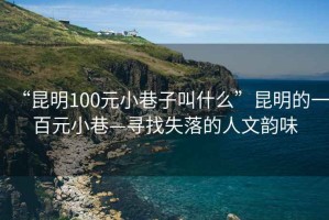 “昆明100元小巷子叫什么”昆明的一百元小巷—尋找失落的人文韻味