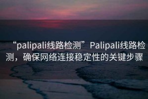 “palipali線路檢測(cè)”Palipali線路檢測(cè)，確保網(wǎng)絡(luò)連接穩(wěn)定性的關(guān)鍵步驟