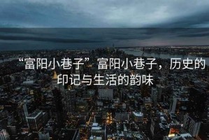 “富陽小巷子”富陽小巷子，歷史的印記與生活的韻味