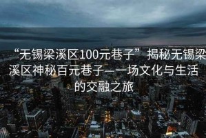 “無錫梁溪區(qū)100元巷子”揭秘?zé)o錫梁溪區(qū)神秘百元巷子—一場文化與生活的交融之旅