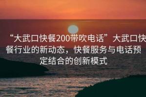 “大武口快餐200帶吹電話”大武口快餐行業(yè)的新動態(tài)，快餐服務(wù)與電話預(yù)定結(jié)合的創(chuàng)新模式