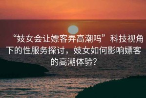 “妓女會讓嫖客弄高潮嗎”科技視角下的性服務探討，妓女如何影響嫖客的高潮體驗？