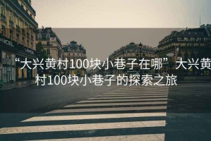 “大興黃村100塊小巷子在哪”大興黃村100塊小巷子的探索之旅