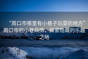 “周口市哪里有小巷子玩耍的地方”周口市的小巷風(fēng)情，探索隱藏的樂趣之地