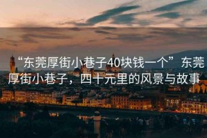 “東莞厚街小巷子40塊錢一個”東莞厚街小巷子，四十元里的風景與故事