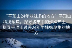 “平頂山24年妹妹多的地方”平頂山科技聚焦，探尋城市中的妹妹熱土—探尋平頂山過去24年中妹妹聚集的地方