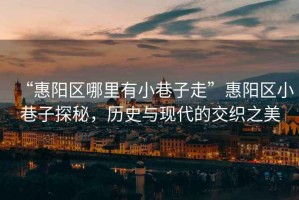 “惠陽區(qū)哪里有小巷子走”惠陽區(qū)小巷子探秘，歷史與現(xiàn)代的交織之美