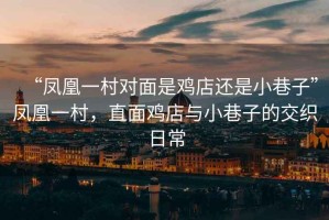 “鳳凰一村對(duì)面是雞店還是小巷子”鳳凰一村，直面雞店與小巷子的交織日常
