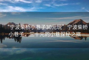 “寧波柴橋小巷子30元玩”寧波柴橋小巷子，三十元的小巷探秘之旅