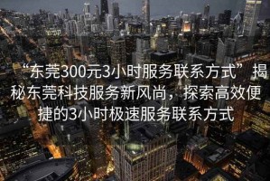 “東莞300元3小時服務(wù)聯(lián)系方式”揭秘東莞科技服務(wù)新風(fēng)尚，探索高效便捷的3小時極速服務(wù)聯(lián)系方式