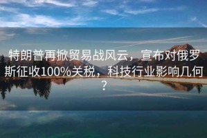 特朗普再掀貿(mào)易戰(zhàn)風(fēng)云，宣布對俄羅斯征收100%關(guān)稅，科技行業(yè)影響幾何？