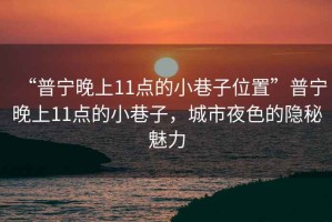 “普寧晚上11點的小巷子位置”普寧晚上11點的小巷子，城市夜色的隱秘魅力