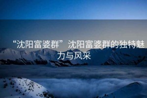 “沈陽富婆群”沈陽富婆群的獨(dú)特魅力與風(fēng)采
