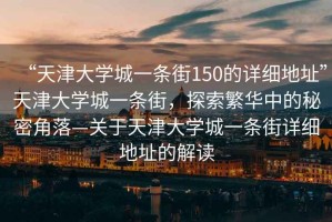 “天津大學(xué)城一條街150的詳細(xì)地址”天津大學(xué)城一條街，探索繁華中的秘密角落—關(guān)于天津大學(xué)城一條街詳細(xì)地址的解讀