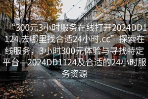 “300元3小時服務(wù)在線打開2024DD1124.去哪里找合適24小時.cc”探索在線服務(wù)，3小時300元體驗與尋找特定平臺—2024DD1124及合適的24小時服務(wù)資源