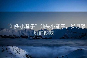“汕頭小巷子”汕頭小巷子，歲月靜好的韻味