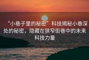 “小巷子里的秘密”科技揭秘小巷深處的秘密，隱藏在狹窄街巷中的未來科技力量
