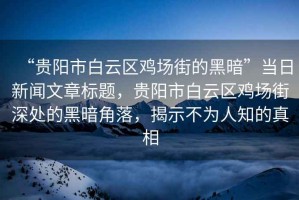 “貴陽市白云區(qū)雞場街的黑暗”當(dāng)日新聞文章標(biāo)題，貴陽市白云區(qū)雞場街深處的黑暗角落，揭示不為人知的真相