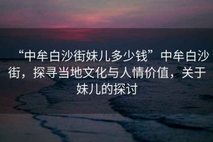 “中牟白沙街妹兒多少錢”中牟白沙街，探尋當(dāng)?shù)匚幕c人情價值，關(guān)于妹兒的探討