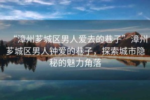 “漳州薌城區(qū)男人愛去的巷子”漳州薌城區(qū)男人鐘愛的巷子，探索城市隱秘的魅力角落