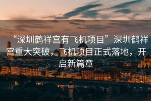 “深圳鶴祥宮有飛機(jī)項(xiàng)目”深圳鶴祥宮重大突破，飛機(jī)項(xiàng)目正式落地，開啟新篇章