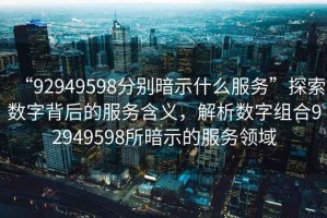 “92949598分別暗示什么服務(wù)”探索數(shù)字背后的服務(wù)含義，解析數(shù)字組合92949598所暗示的服務(wù)領(lǐng)域