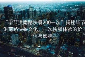 “畢節(jié)洪南路快餐200一次”揭秘畢節(jié)洪南路快餐文化，一次快餐體驗(yàn)的價(jià)值與影響