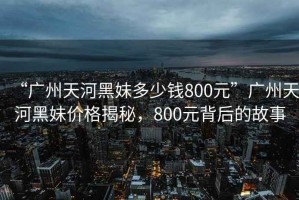 “廣州天河黑妹多少錢800元”廣州天河黑妹價(jià)格揭秘，800元背后的故事