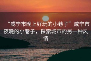 “咸寧市晚上好玩的小巷子”咸寧市夜晚的小巷子，探索城市的另一種風(fēng)情