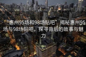 “惠州95場和98場貼吧”揭秘惠州95場與98場貼吧，探尋背后的故事與魅力