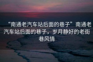 “南通老汽車站后面的巷子”南通老汽車站后面的巷子，歲月靜好的老街巷風(fēng)情