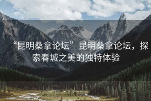 “昆明桑拿論壇”昆明桑拿論壇，探索春城之美的獨特體驗