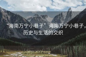 “海南萬寧小巷子”海南萬寧小巷子，歷史與生活的交織