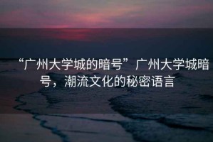 “廣州大學(xué)城的暗號”廣州大學(xué)城暗號，潮流文化的秘密語言