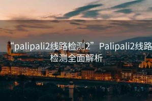 “palipali2線路檢測(cè)2”Palipali2線路檢測(cè)全面解析