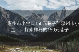 “惠州市小金口150元巷子”惠州市小金口，探索神秘的150元巷子