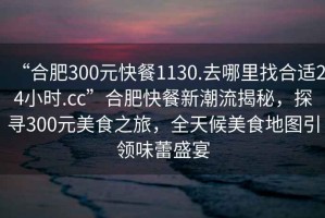 “合肥300元快餐1130.去哪里找合適24小時(shí).cc”合肥快餐新潮流揭秘，探尋300元美食之旅，全天候美食地圖引領(lǐng)味蕾盛宴