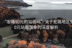 “宏路50元的站街嗎”關(guān)于宏路地區(qū)50元站街現(xiàn)象的深度解析