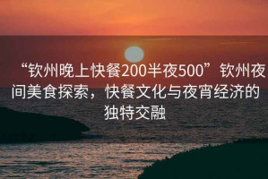 “欽州晚上快餐200半夜500”欽州夜間美食探索，快餐文化與夜宵經(jīng)濟的獨特交融
