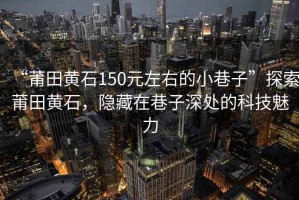 “莆田黃石150元左右的小巷子”探索莆田黃石，隱藏在巷子深處的科技魅力
