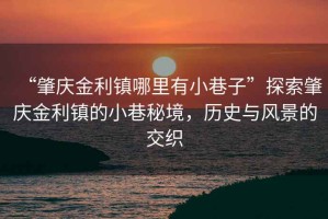 “肇慶金利鎮(zhèn)哪里有小巷子”探索肇慶金利鎮(zhèn)的小巷秘境，歷史與風(fēng)景的交織