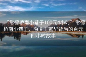 “常德橋南小巷子100元4小時(shí)”常德橋南小巷子，隱匿于繁華背后的百元四小時(shí)故事