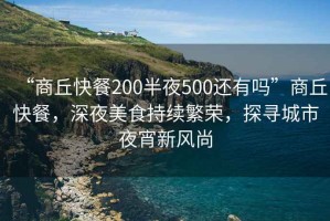 “商丘快餐200半夜500還有嗎”商丘快餐，深夜美食持續(xù)繁榮，探尋城市夜宵新風(fēng)尚