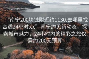 “南寧200塊錢附近約1130.去哪里找合適24小時.cc”南寧約見新動態(tài)，探索城市魅力，24小時內(nèi)的精彩之旅僅需約200元預(yù)算