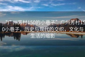“廣州芳村150的小巷子”廣州芳村150小巷子，歷史與現(xiàn)代的交織，文化與生活的縮影
