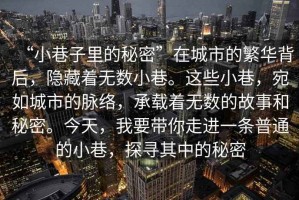 “小巷子里的秘密”在城市的繁華背后，隱藏著無數(shù)小巷。這些小巷，宛如城市的脈絡(luò)，承載著無數(shù)的故事和秘密。今天，我要帶你走進一條普通的小巷，探尋其中的秘密
