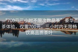 “700元三小時不限次數(shù)品茶”豪華品茶體驗，僅需700元，三小時內(nèi)無限暢飲高品質(zhì)茶葉