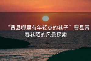 “曹縣哪里有年輕點的巷子”曹縣青春巷陌的風景探索